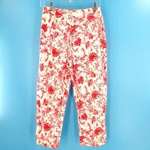 Paisley print red, pink and white capris pants 6